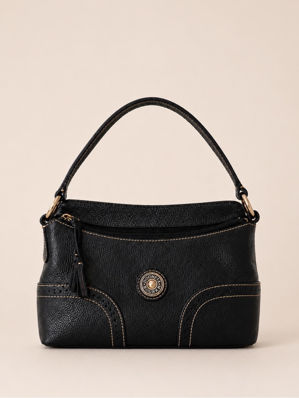 Vintage Dooney & Bourke T’Moro Black Pebbled Leather Shoulder Hobo Small Bag
